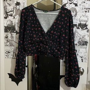 Wild Fable cherry wrap crop top